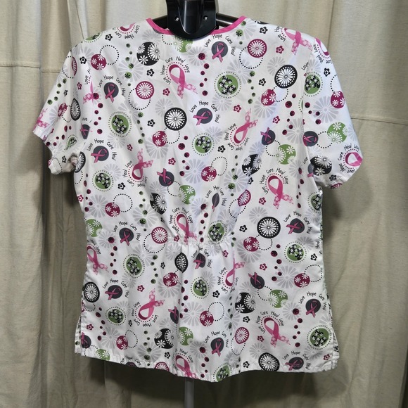 Breast Cancer Awareness Scrub‎ Top womens size M Medium October Pink Ribbon Hope - Picture 4 of 7